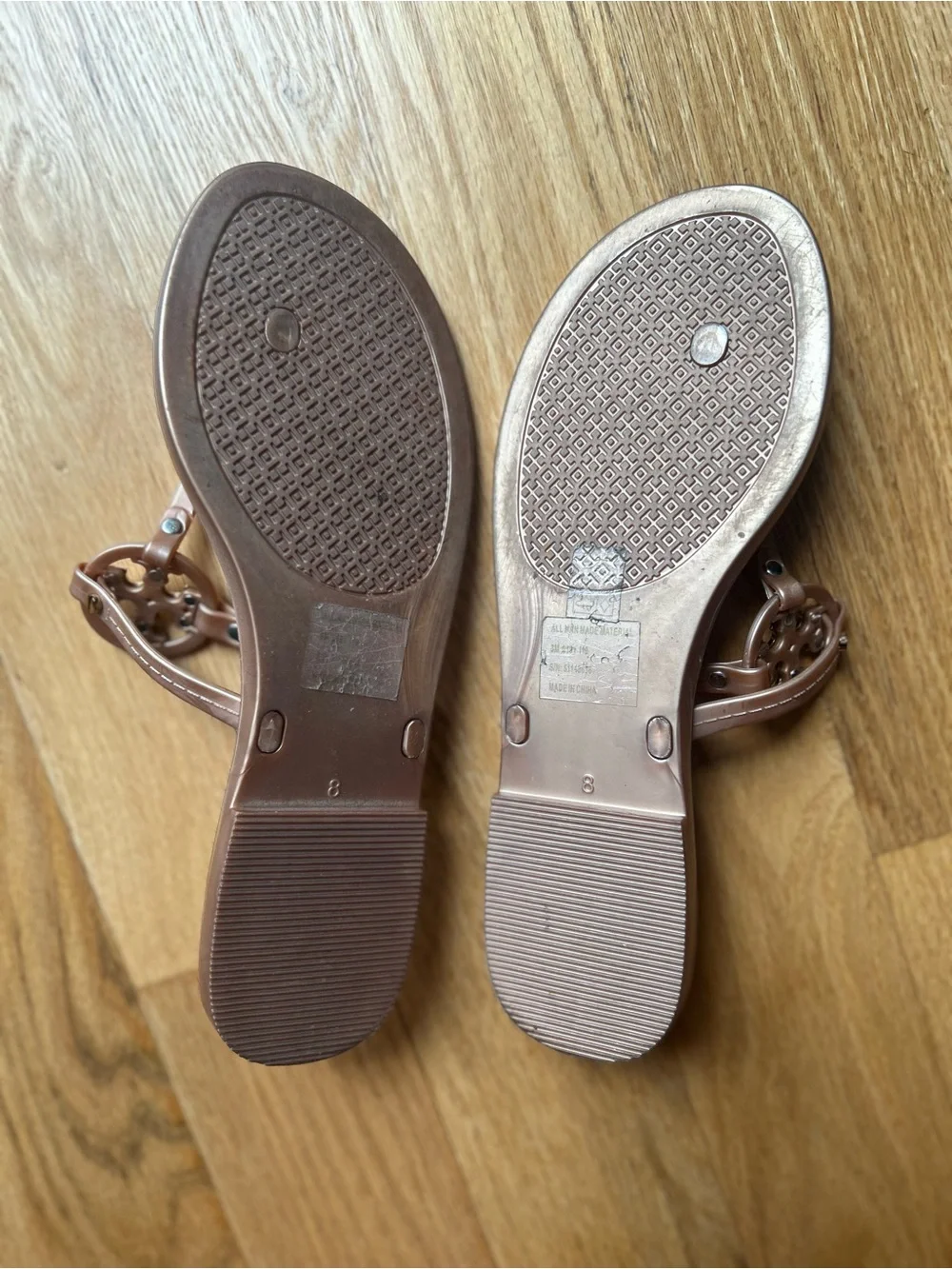 Tory Burch Muted Pink with Gold Emblem Thong Sandals